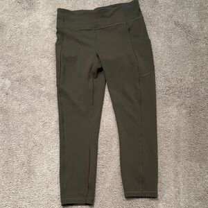 Lululemon Olive Green Leggings with side pockets 7/8 length